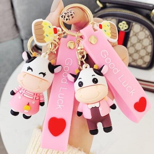 Cartoon Fashion Creative Cow Anime Keychain Cute Personality Doll Charm Keychain Men and Women Couple Bag Car Gift Keychain