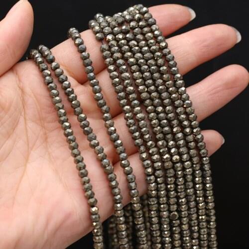 100% Natural Stone Beads Small Faceted Pyrite Loose Bead for Trendy Jewelry Making Necklace Bracelet Gifts Accessories