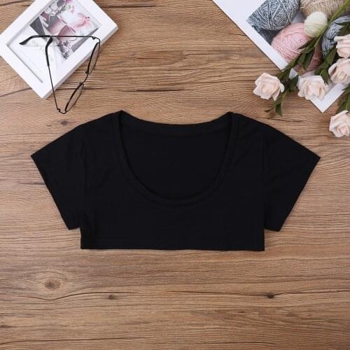 Women Sexy Bras Lingerie y2k Pullover Camisole Fashion Pure Color Super Cropped Top Short Sleeve Cotton Fabric T-shirt Tank Tops