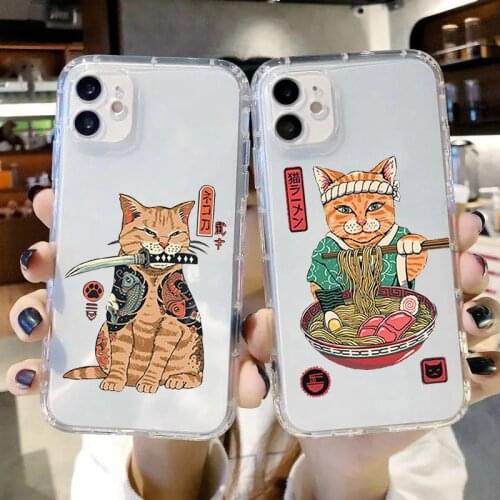 ZUIDID Neko Ramen Japan Cat Anime Phone Case For iPhone 12 Pro 11 7 XS MAX X XR SE2020 8Plus Shockproof Clear Soft Cover Fundas
