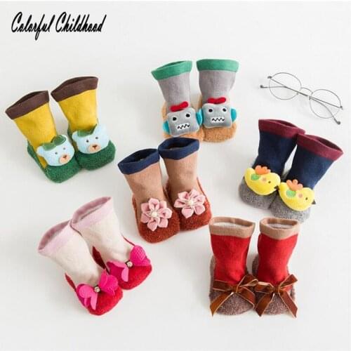 Newbron baby socks toddler kids cartoon animals flower socks infant baby thick warm floor socks for 0~2t funny socks for kids