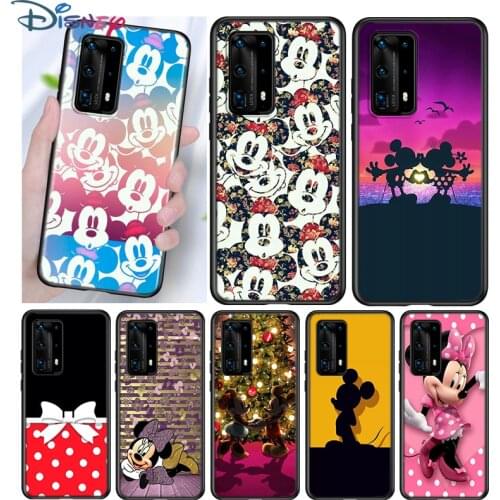 Cute Minnie Mouse Silicone Cover For Huawei P40 P30 P20 Pro P10 P9 P8 Lite E Plus 2019 2017 5G Black Phone Case
