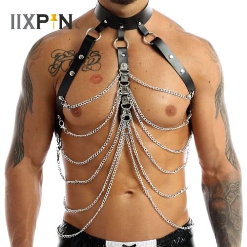 Men Leather Adjustable Chest Suspender Harness Punk Gothic Shoulder Garter Harajuku Goth Dance Nightclub Wear Restraint Belt