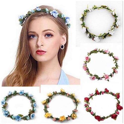 Hot Sale!2016 New 10 Colors Bride Flower Headband Wedding Floral Garland Hair Band Photography Props Hair Accessories