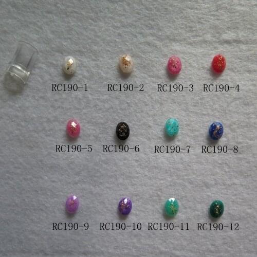 RC-190-1-12 200pcs/bag Nail Resin Decoration Lovely 6*8mm Oval Shape Deco with foil Nail Art Decorations