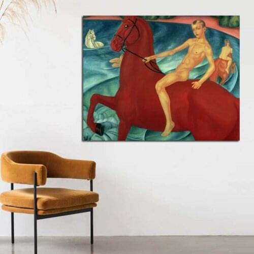 Classic Artist Bathing of a Red Horse Canvas Painting Prints Living Room Home Decor Modern Wall Art Oil Painting Posters Picture