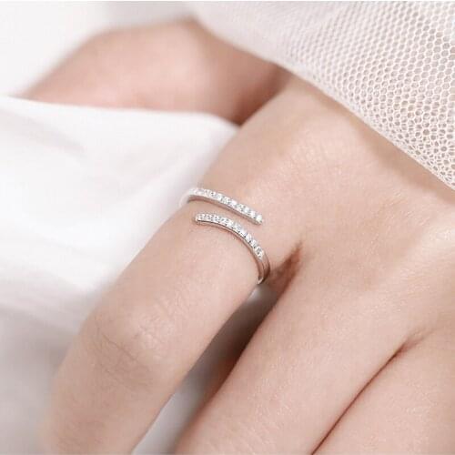 Simple Beautiful Thin Ring Design Lady Jewelry 925 Sterling Silver Set With Shiny Sparking AAA Zircons Women Party Gift R004