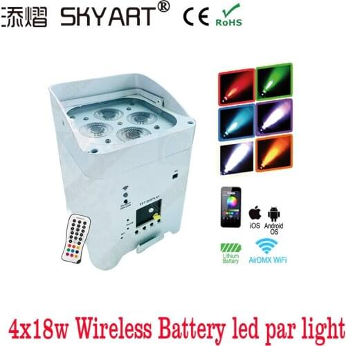 Concert 4*18W Battery Par Light RGBWA UV 6 in 1 Wireless DMX IR Remote Control Battery Par Can Lights Wifi MINI LED Par Light