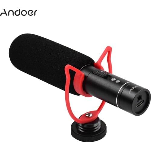 Andoer Video Microphone for Interview Record On-Camera Condenser Mic Accessories with Windproof Cotton Shock Absorption Bracket