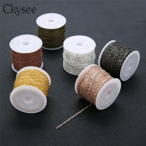 Ckysee 10Yards/Roll Metal Iron Flat Bulk Chain Necklace 2x3mm 3x4mm Gold Black Color Rolo Link Chain For Diy Necklace Jewelry