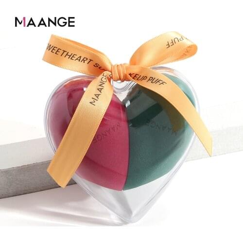 Fashion Heart Box 2Pcs Sponge Cosmetic Puff Water Drop Soft Sponge Makeup Puff For Foundation Powder Cream Concealer Makeup Tool