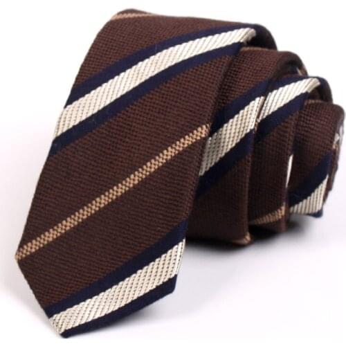 Fashion Formal Neck Tie For Men Business Suit Work Necktie New Design Men‘s 6CM Slim Ties Male Brwon Striped Tie With Gift Box