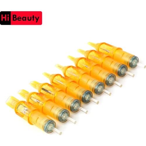 20pcs/lot Disposable Sterilized Round Liner Yellow Tattoo Cartridges Needles For Permanent Makeup Tattoo Rotary Pen Supplies