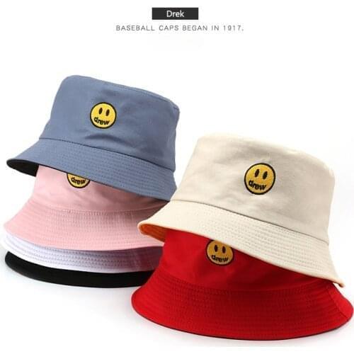 SLECKTON Cotton Bucket Hats for Women and Men Fashion Embroidery Fisherman Hat Girls Boys Panama Caps Summer Sun Cap Double-side