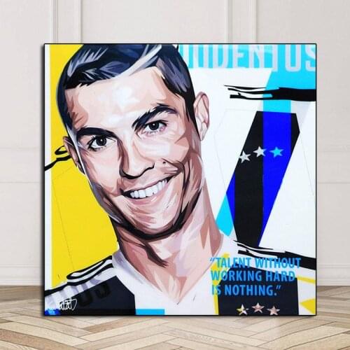 POP Art Football Soccer Cristiano Ronaldo Quotes Canvas Poster Painting Football CR7 Wall Picture Print Living Room Decoration