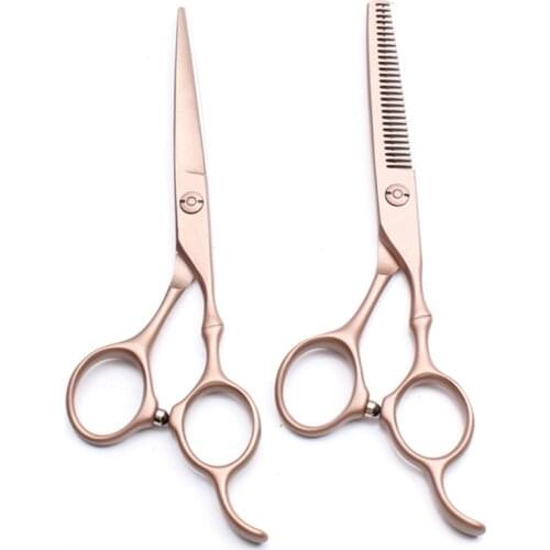 Professional japan 440c 5.5 6 inch bamboo hair scissors case cutting barber makas haircut thinning shears hairdressing scissors