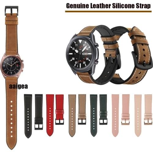22mm Leather Silicone Watch Band Strap for Samsung Galaxy Watch3 41mm 45mm Replacement Correa Wrist Bracelet straps 20mm