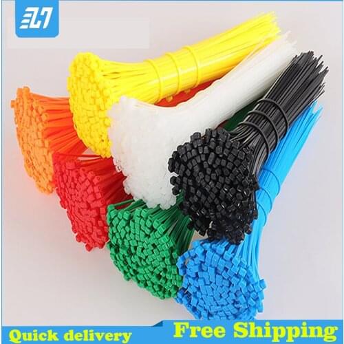 Self-locking Plastic Nylon Cable Tie Zip Wraps Strap Loop Wire Wrap Black White Red Green Blue Yellow