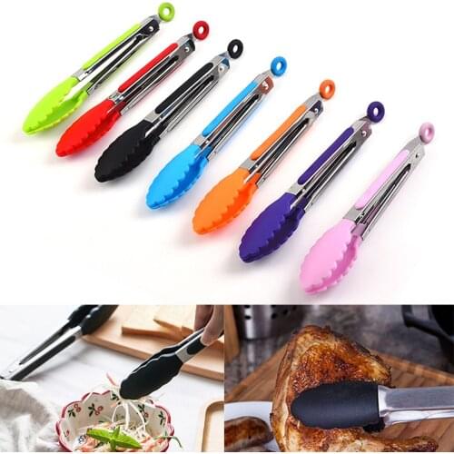 Food Grade Silicone food tong Kitchen Tongs utensil Cooking Tong clip Clamp accessories Salad Serving BBQ tools Kitchen Tool