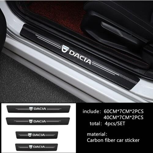 Car-Styling 4PCS Carbon Fiber Door Sill Carbon Fiber Sticker Decals For Dacia Lodgy 2 Mcv Sandero Duster Logan Sandero