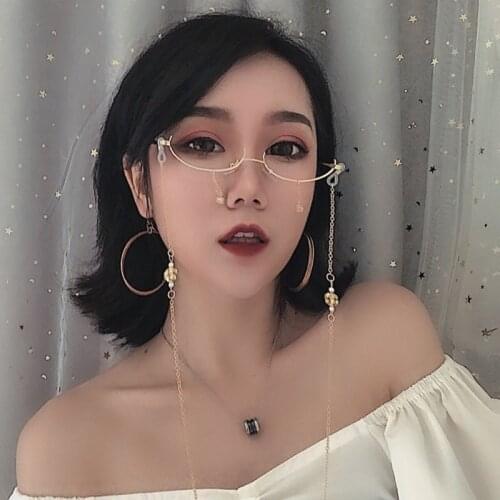 Unisex Personality Half Metal Glasses Frame Men Female Eyewear Accessories Women Metal Eyeglass Frames