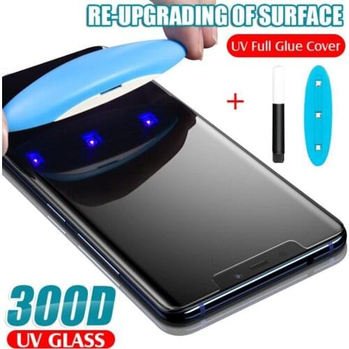 UV 300D Tempered Glass For iPhone 11 Pro Max XS X XR Full Liquid Screen Protector For iPhone SE 2 2020 7 8 6 6S Plus Glass Film