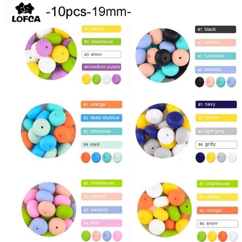 LOFCA 19mm 10pcs Abacus Silicone Teething Beads Beaded Necklace Silicone BPA Free Food Grade Chew Bead Baby Chewable For Toy