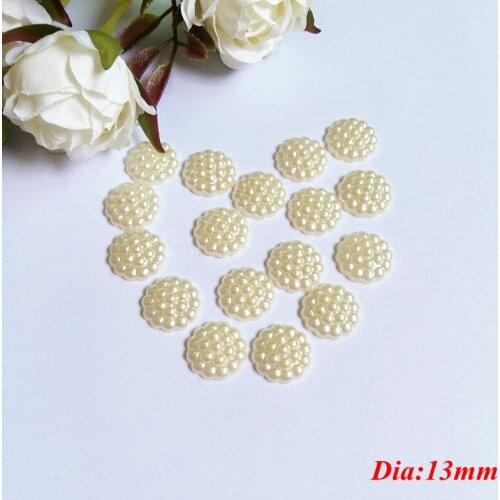 100pcs/lot 13mm Flat Back White Simulated Pearl Beads Charms Jewelry Making Material DIY Crafts Sticking ON Pearl Beads