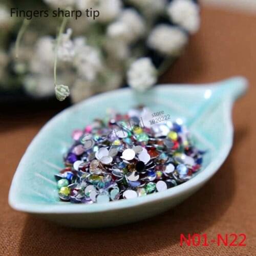 1000 pcs 2mm Dither 14 Facets Resin Round Rhinestone Sparkling Rhinestones Nail Art Decoration DIY N01-N22