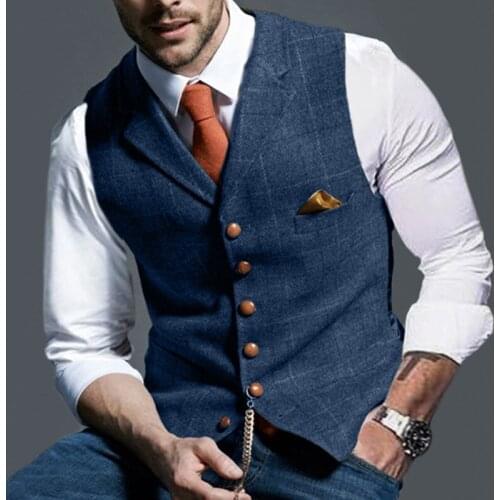 2021 mens new brand foreign trade European and American pop casual Lapel check mens vest vest vest Ma Jia men