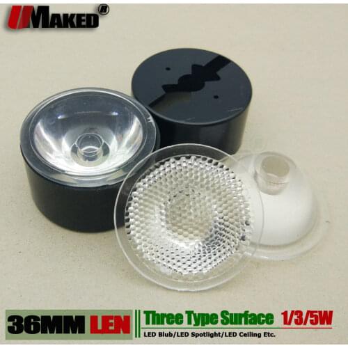 36MM 1W 3W 5W High power LED lens light bead lensePMMA Transmittance >95% With Holder Bracket For led Wall floodlight spotlights