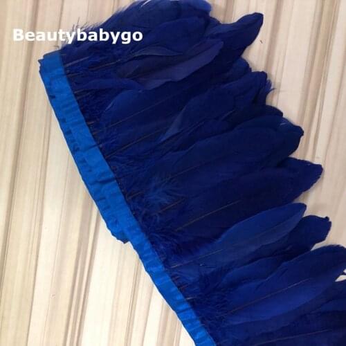 4 yard 10 yard per lot royal blue geese feather trims 13-18cm 5-6inch in width natural feather lace