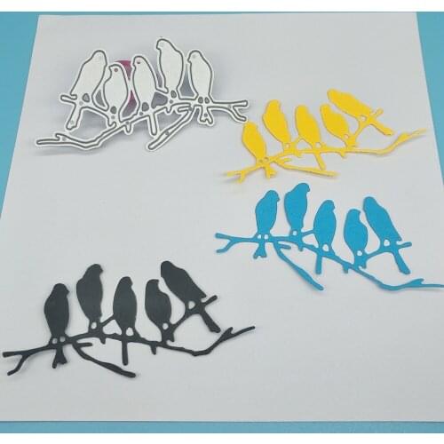 5 little birds and branches metal cutting knife mold paper crafts scrapbook card template DIY decoration accessories