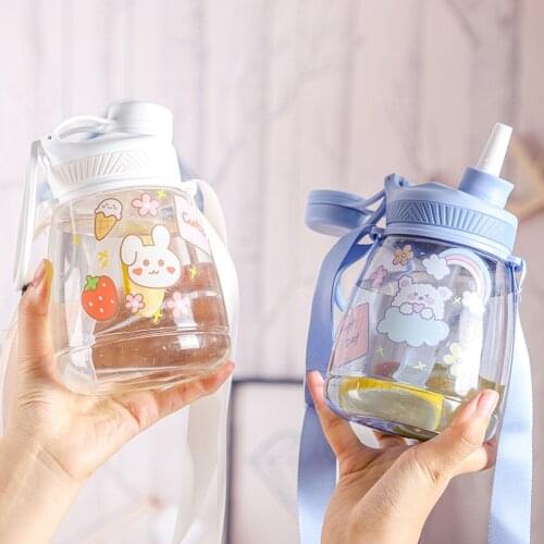 800ML large capacity straw plastic cup for men and women outdoor sports fitness water bottle large portable water cup