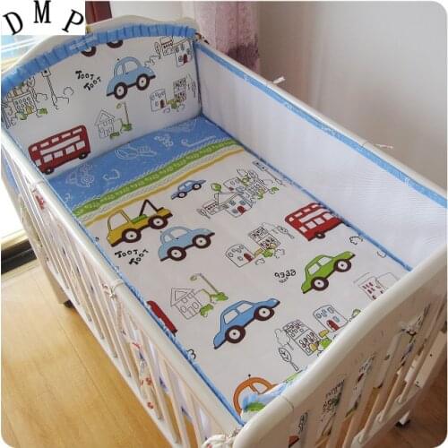 Promotion! 5PCS Mesh cot bedding set,infant nursery set,baby bedding set baby bumper Cot Set,include(4bumpers+sheet)