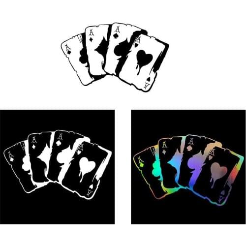 Car Stickers 15.3CM*9CM Poker Graphic Car Motorcycles Stickers 3D Reflective Car Styling Cartoon Playing Cards A Decal PVC