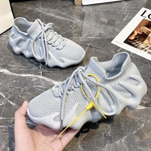 Running Shoes Trendy Men Breathable Sneakers Thick Sole Flying Woven Male Socks Shoes Outdoor Jogging Sport Trainers