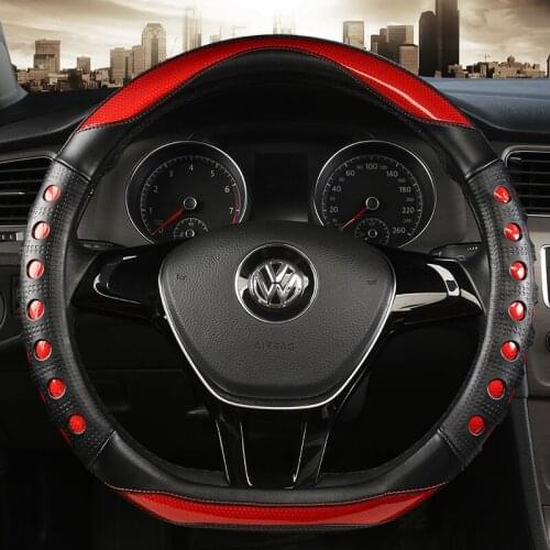 D Shape Car Steering Wheel Cover PU Leather+Carbon Fiber For Rogue Sport Hybrid 2017 - 2019 2020 Qashqai 2019 2020 Braid Cover