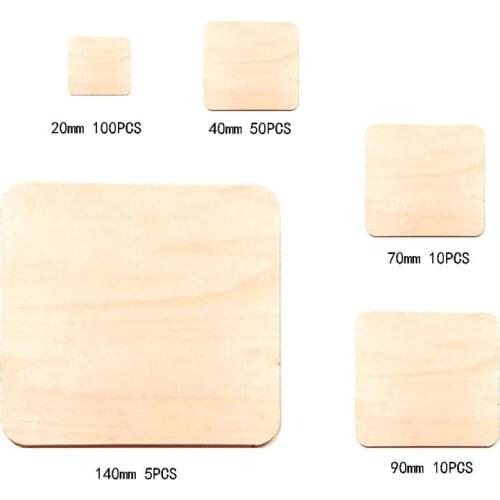 Home Decoration Square Wood Pieces Blank Plaque for DIY Craft Scrapbooking Building Model Support Dropshipping