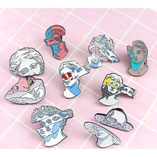 Individual creative art sculpture Enamel Brooch fashion cartoon historical figures pin badge jeans Lapel jewelry