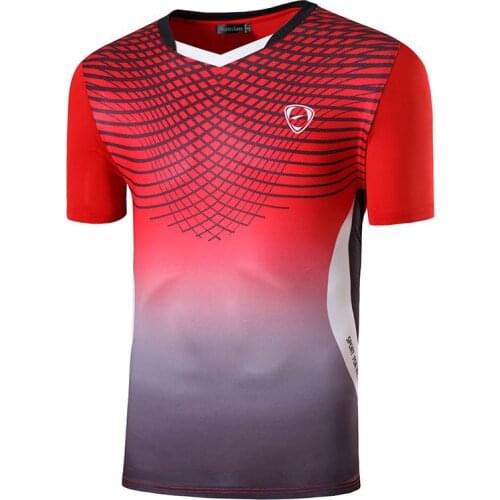 Jeansian Sport Tee Shirt Tshirt T-shirt Running Gym Fitness Workout Football Short Sleeve Dry Fit LSL248 Red2