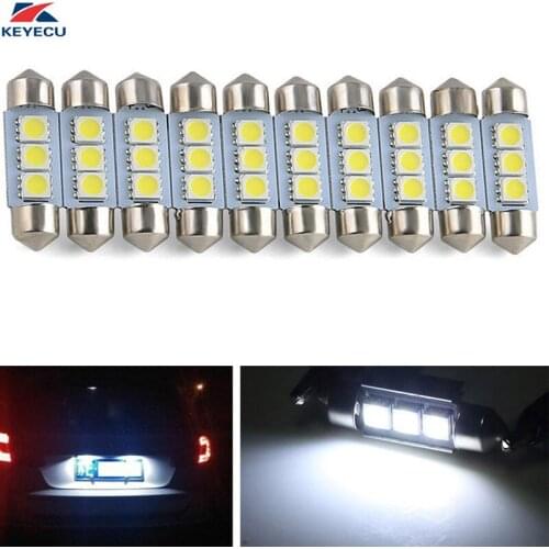 KEYECU 10PCS DC 12V White 42MM 3528 16SMD LED Car Festoon Doom Light Interior Lamp Bulbs Reading Light