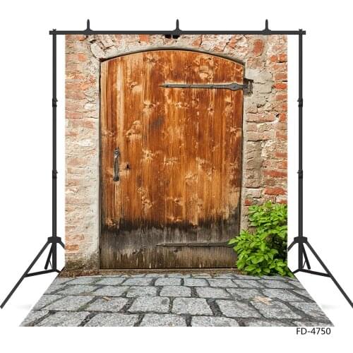 Brick Wall Vintage Wooden Door Photographic Background Vinyl Cloth Backdrop for Children Baby Portrait Photobooth Photo Studio