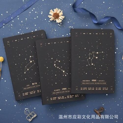 Creative school student 12 constellation hardcover composition subject copy notebooks stationery supplies A5