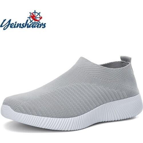Sneakers For Women Mesh Socks Breathable Running Shoes Stretch Slip On Sport Shoes Lightweight Ladies Jogging Flats Footwear