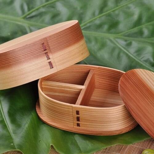 Lunch Box With Compartments Sushi Box Solid Wooden Japanese Food Storage Case Single Layer Bento Case Home Picnic Accessories