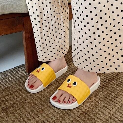 Korean Style Creative Cartoon Girls Heart Cute Slippers Home Non-Slip Flat Slipper Female Summer Wear-Resistant Slippers Men