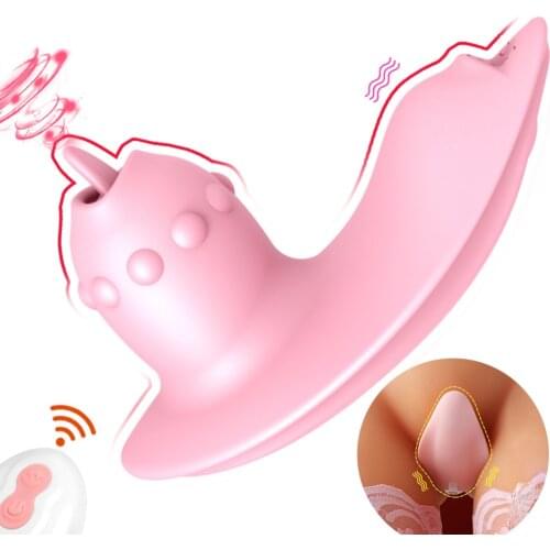Wearable Vibrator Clitoris Stimulator Clit Sucker Remote Control 10 Speeds Vagina Tongue Licking Dildo Sex Toys for Women