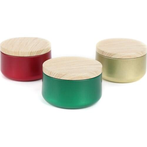 2021 New Hot Round Candle Grain Container with Wood Lids Colorful Candle Boxes Empty Storage Jars Cosmetic Pot Tea Candy Box