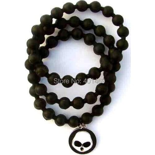 3sets lot new metal enamel UFO alien charms black silicone bracelet fashion jewelry